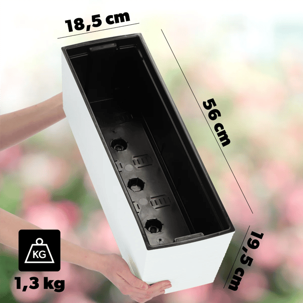 Altankasse - Blomsterkasse - Med indsats - 19 x 56 cm - Hvid