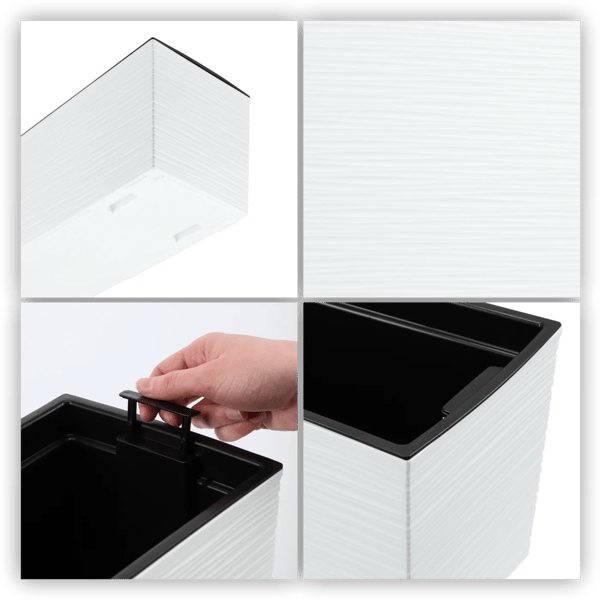 Altankasse - Blomsterkasse - Med indsats - 19 x 56 cm - Hvid