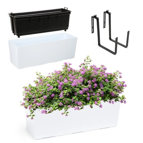 Håndtag & Beslag til Altankasse/Blomsterkasse - 19 x 56 cm - Hvid