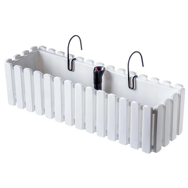Balkonglåda - Blomlåda för fönster och balkong - 58 cm - 2 Handtag - Vit