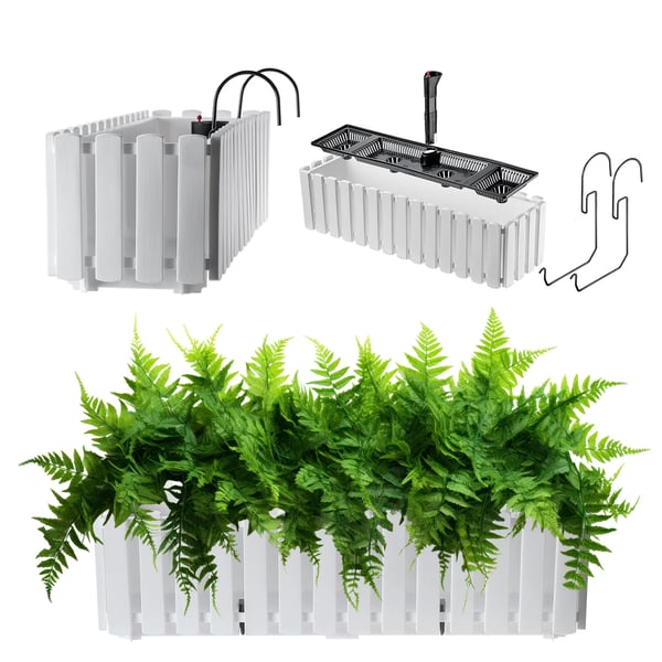 Altankasse - Blomsterkasse til altan - 58 cm - Med 2 Hanke - Hvid