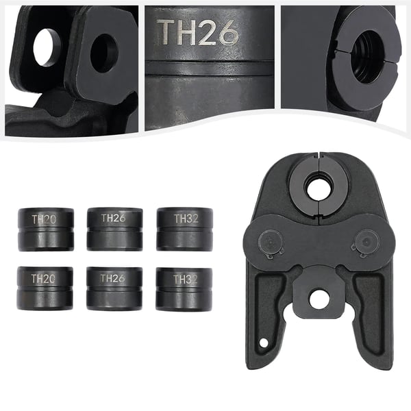 Presstang & Crimpetang - TH16-20-26-32 TH-kontur - Til Kompositrør - Maks Åbning 4,1–4,9 cm - Størrelse 16,5×11×3,5 cm - Sort