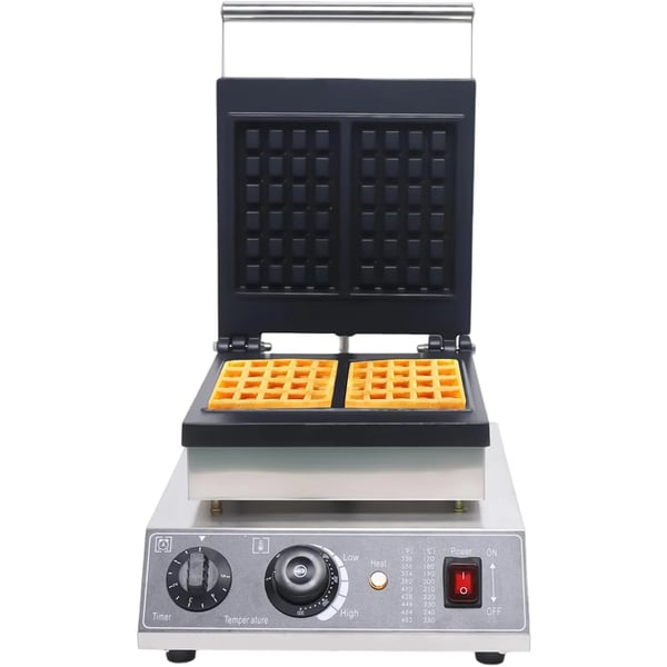 Vaffeljern - Belgisk/Bruxelles-vaffeljern - 2 Firkantede Vafler - 1750 W - Justerbar Temperatur - 180° Roterbart
