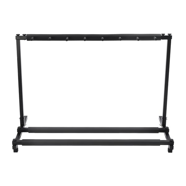 Guitarstativ - Gulvstativ til 7 guitarer - Robust jernramme - Skum/gummi-polstring - 110×46,5×73 cm - Holderafstand 10,5 cm - Sort
