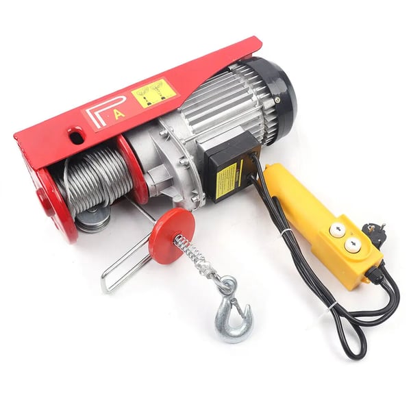 Sähkötalja vaijerilla - Sähkövinssi - 1300 W - 220 V 50 Hz - 400/800 kg nostokyky - Vaijeri Ø 5 mm - IP40 - Punainen
