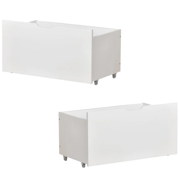 Sengebord - Natbord - Massivt Træ - Med Hjul - Med Skuffe - Kompakt XS - Hvid