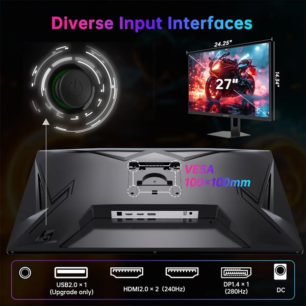 Gaming-skærm - H27E22P - Skærmstørrelse 68,6 cm - Opløsning 2560×1440 QHD 2K - Opdatering 100 Hz - Responstid 1 ms - HDR10 - Hvid