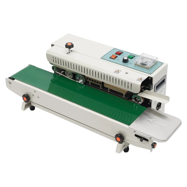 Pakkeforsegler - Kontinuerlig båndforsegler - Automatisk - Vandret - 220 V 50–60 Hz - 500 W - 0–300 °C - 12 mm forseglingsbredde