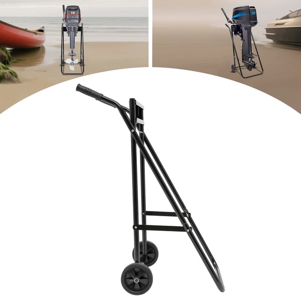 Påhængsmotor transportvogn/stativ - Sammenklappelig dolly - Max 40 kg - Til motorer op til 30 hk - Hjul 15 cm - Vægt 5,8 kg - Stabilt stativ - Sort