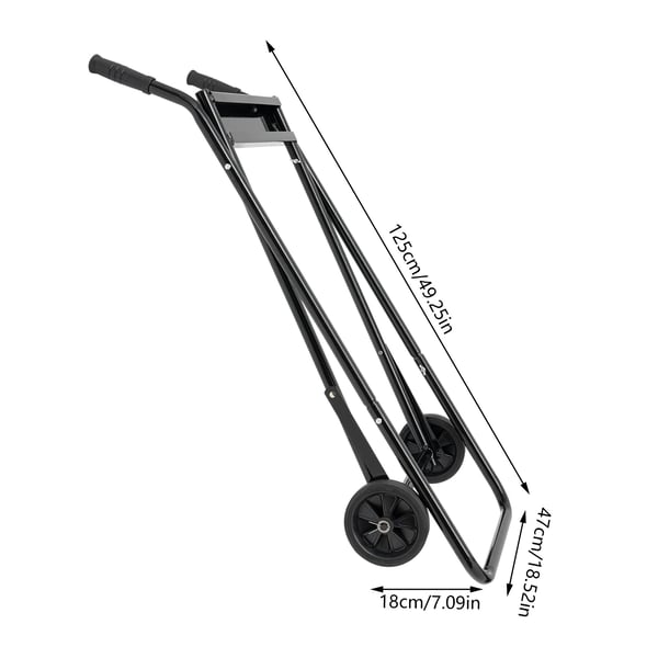 Påhængsmotor transportvogn/stativ - Sammenklappelig dolly - Max 40 kg - Til motorer op til 30 hk - Hjul 15 cm - Vægt 5,8 kg - Stabilt stativ - Sort