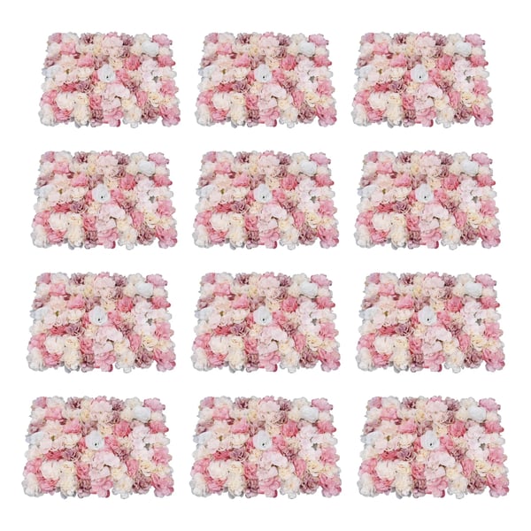 Kunstige hortensia blomster-vægpaneler - Sæt 12 stk - 3D backdrop/blomster-væg - Ikke-vævet stof - Bryllup, hotel, indendørs - Pink