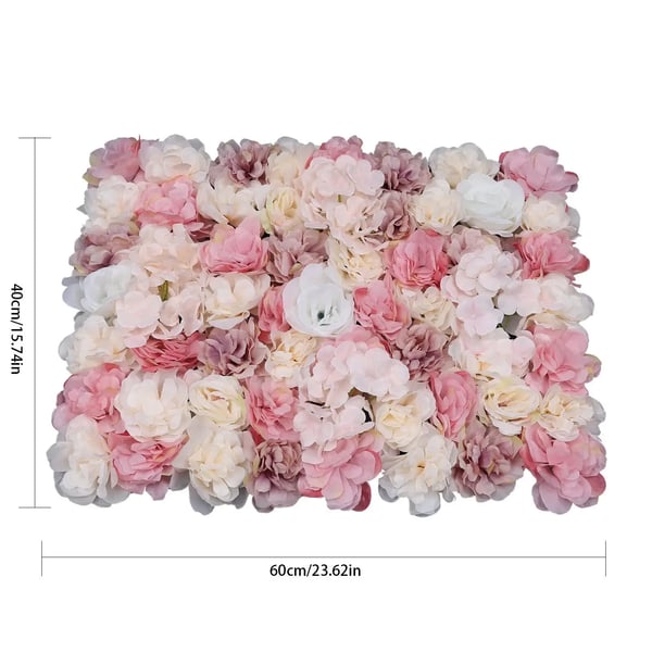 Kunstige hortensia blomster-vægpaneler - Sæt 12 stk - 3D backdrop/blomster-væg - Ikke-vævet stof - Bryllup, hotel, indendørs - Pink