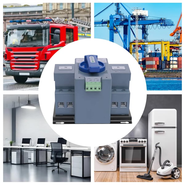 Automaattinen verkonvaihtokytkin kahdelle syötölle - ATS kuormakytkin - 220 V AC - 2-napainen 63 A - Kotikäyttöön - Sininen