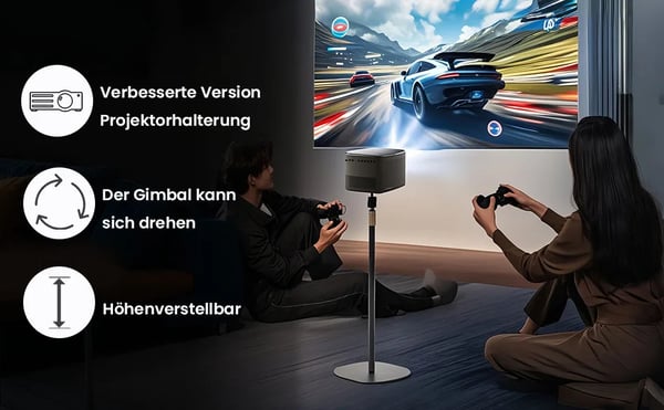 Projektorstativ - Gulvstativ - Metal - 360° Drejeligt - Universelt Beslag - Justerbar Højde 65–120 cm - Max 3 kg - Sort
