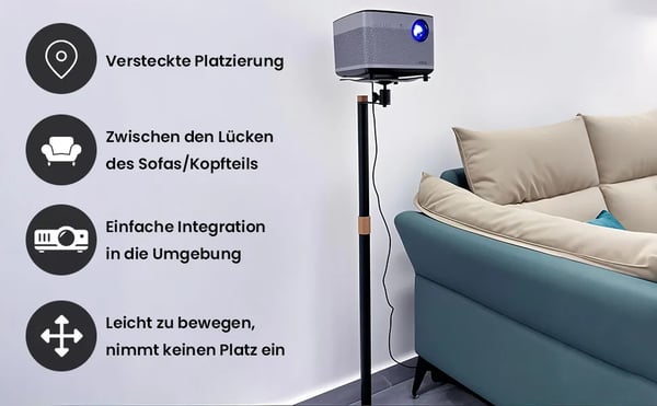 Projektorstativ - Gulvstativ - Metal - 360° Drejeligt - Universelt Beslag - Justerbar Højde 65–120 cm - Max 3 kg - Sort