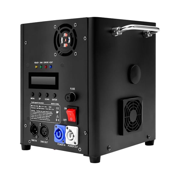 Lavan erikoistehoste - Kipinäsuihkukone - 700W - DMX, kaukosäädin & näyttö - Säädettävä korkeus - Ylöspäin suuntaus - AC 220V/60Hz