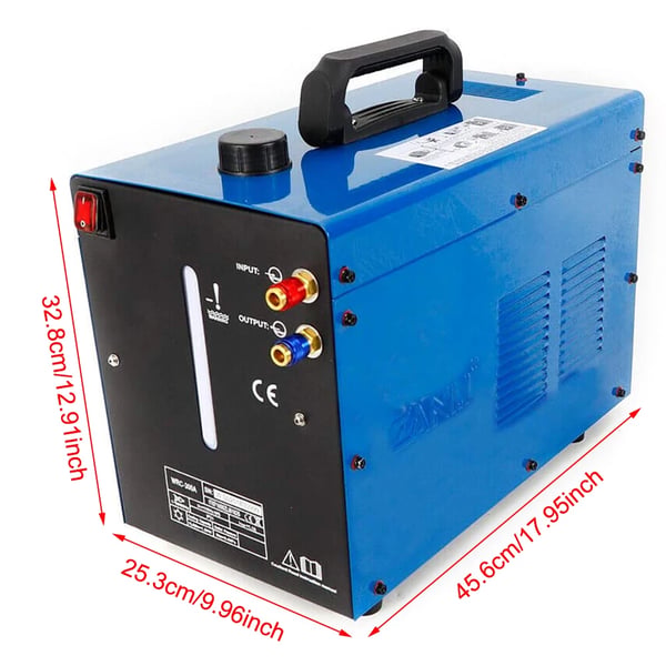 TIG-polttimen vesijäähdytin - WRC-300A - Jäähdytysteho 1,5 kW - Säiliö 10 l - Pumppu 370 W - Paine 0,35 MPa, 1-vaihe 50 Hz - Sininen