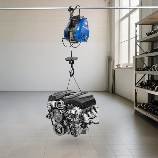 Elektrisk talje/spil - Portabel - 1500 W 220 V - 200 kg løftekapacitet - Fjernbetjening & kabelstyring - IP40 - Kobbermotor - Blå