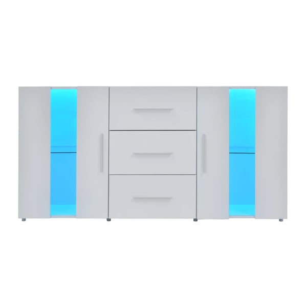 TV-bord - Lowboard - LED-lys 16 farver - MDF - 140x35x70 cm - Moderne design - Hvid