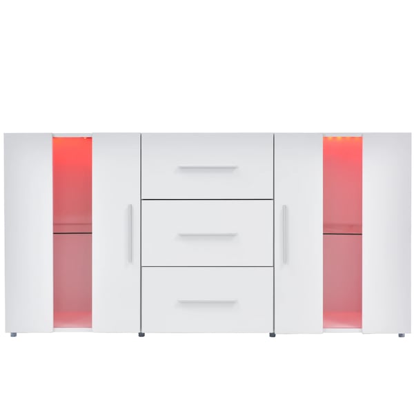 TV-bord - Lowboard - LED-lys 16 farver - MDF - 140x35x70 cm - Moderne design - Hvid