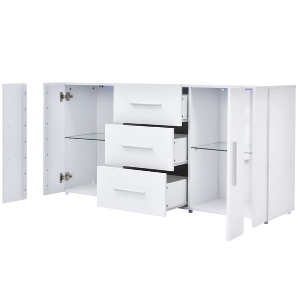 TV-bord - Lowboard - LED-lys 16 farver - MDF - 140x35x70 cm - Moderne design - Hvid