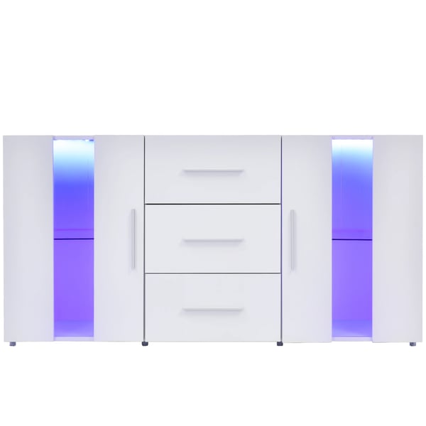 TV-bord - Lowboard - LED-lys 16 farver - MDF - 140x35x70 cm - Moderne design - Hvid
