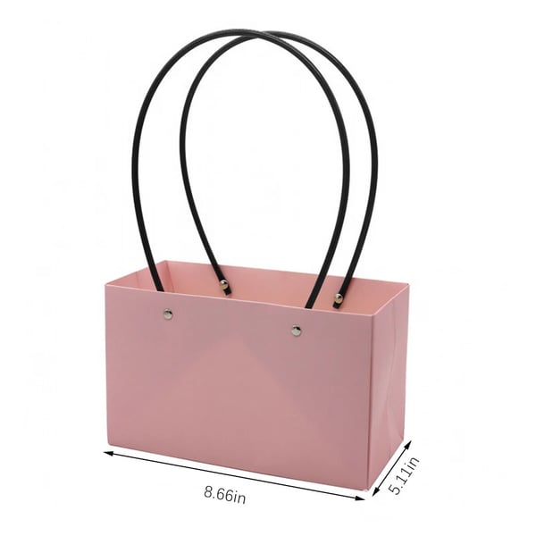 Florist Presentpåse För Blommor - Bukettlåda - Vattentät PVC - Enfärgad - Med Handtag - För Födelsedag - Rosa