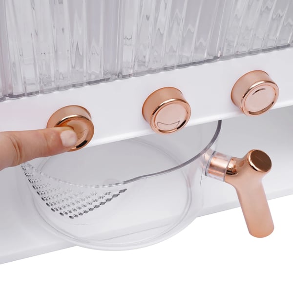 Ris- & korndispenser - Opbevaringsbeholder - 6 Rum - One-touch Udlevering - Kapacitet 10 kg - 42×16,5×36 cm - Hvid