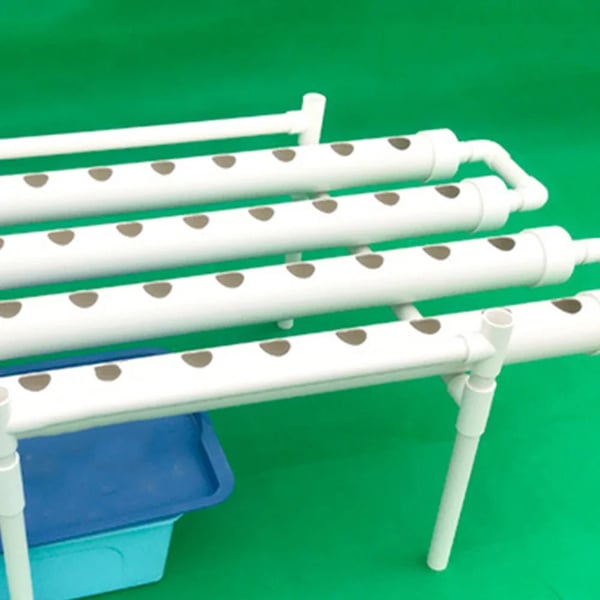 Hydroponisk dyrkningssæt - 1-lagssystem - 36 plantehuller - Huldiameter 3,2 cm - Vandbesparende - PVC-U - Hvid