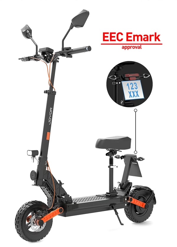 Sähköpotkulauta - S8E - 800 W Moottori - 48V 26Ah Akku - 80 km Kantama - 45 km/h - 25,4 cm Maastorenkaat - Levyjarrut edessä/takana - Keltainen