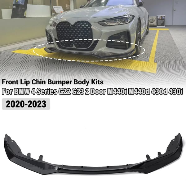 Front kofangersplitter - Læbe/Diffusor/Spoiler - Til 4-serie G22/G23 2-dørs 2020–2023 - M440i M440d 430d 430i - Sort