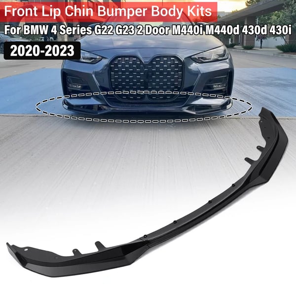 Front kofangersplitter - Læbe/Diffusor/Spoiler - Til 4-serie G22/G23 2-dørs 2020–2023 - M440i M440d 430d 430i - Sort