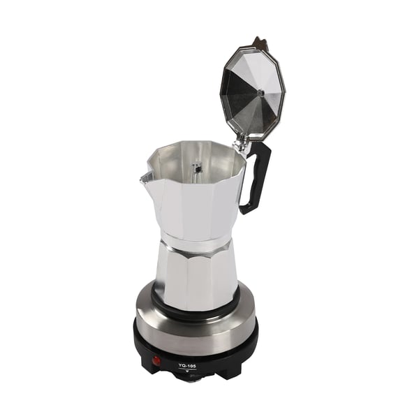 Mokabryggare - Elektrisk espressokokare - 500 W - 5 Nivåer - Justerbar Temperatur - Värmeplatta - Automatisk Uppvärmning - Silver
