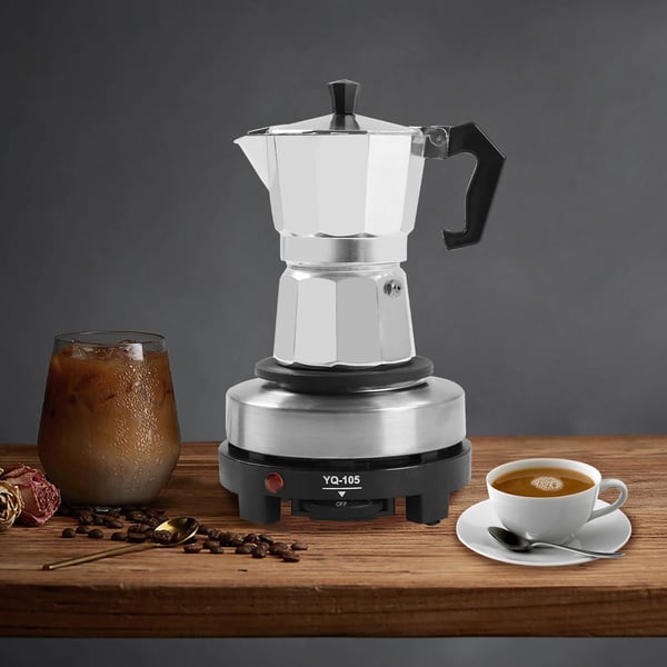 Mokkakande - Elektrisk espressokande - 500 W - 5 Niveauer - Justerbar Temperatur - Varmeplade - Automatisk Opvarmning - Sølv
