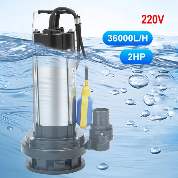 Dykpumpe - Nedsænkelig spildevandspumpe - 220V EU-stik - Maks dybde 20–30 m - 2850 rpm - 20 kg