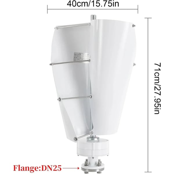 Vindmølle - Lodret akse vindgenerator - 1 kW - 12 V - Med laderegulator - Monteringssæt - Hvid