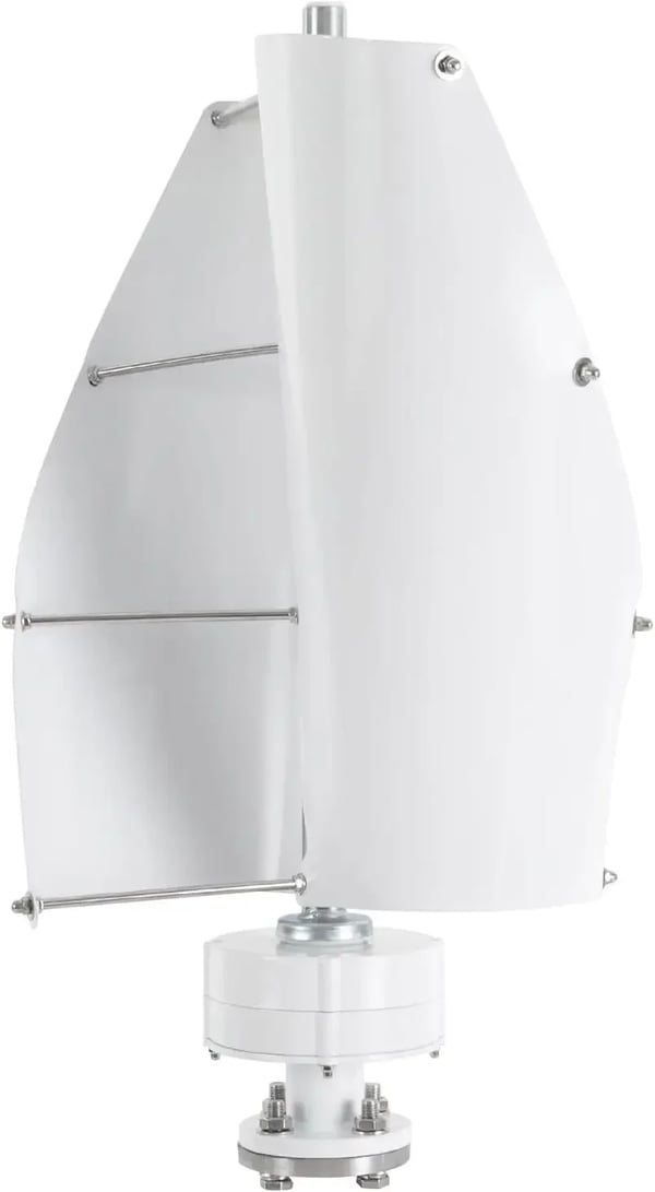 Vindmølle - Lodret akse vindgenerator - 1 kW - 12 V - Med laderegulator - Monteringssæt - Hvid