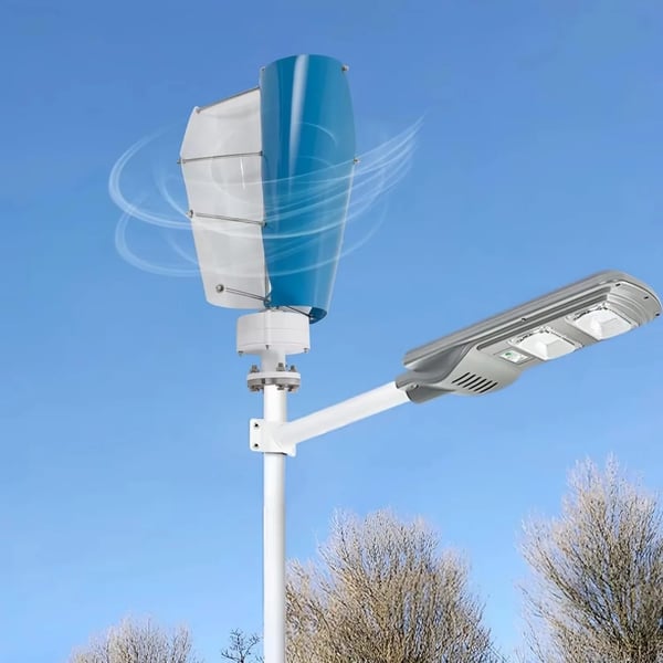 Vindmølle - Lodret akse vindgenerator - 1 kW - 12 V - Med laderegulator - Monteringssæt - Hvid