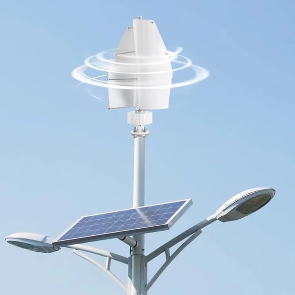 Vindmølle - Lodret akse vindgenerator - 1 kW - 12 V - Med laderegulator - Monteringssæt - Hvid