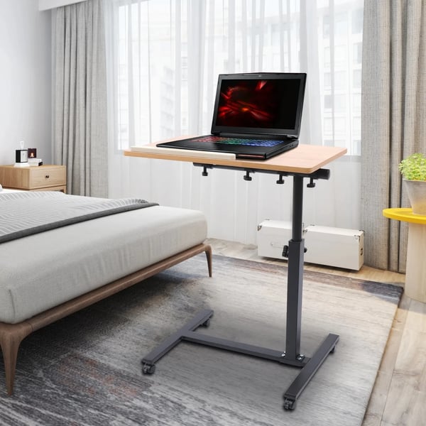 Bærbart laptopbord - Højdejusterbart foldbart sengbord - Rektangulær - Til laptop/computer - Samling påkrævet - Champagne