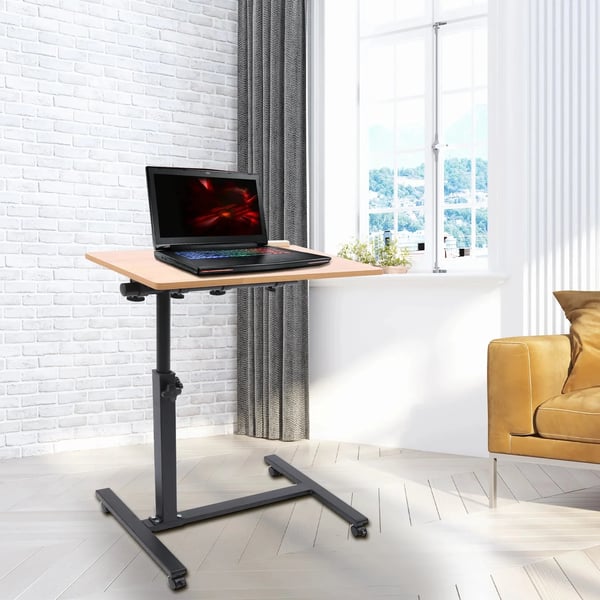 Bærbart laptopbord - Højdejusterbart foldbart sengbord - Rektangulær - Til laptop/computer - Samling påkrævet - Champagne