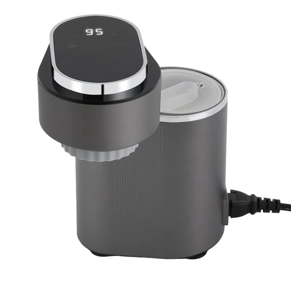 Kannettava espressokeitin - Mini kahvinkeitin 600 W - Säädettävä lämpötila - Matkamalli - Espresso ja latte - Harmaa