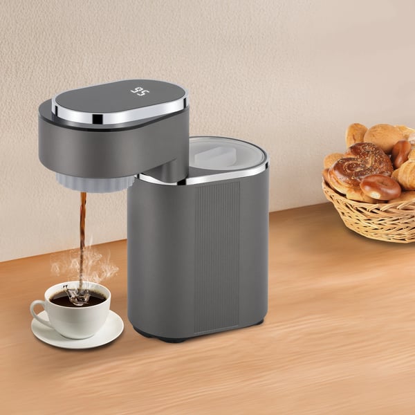 Portabel espressomaskine - Mini kaffemaskine 600 W - Justerbar temperatur - Rejsemodel - Til espresso og latte - Grå
