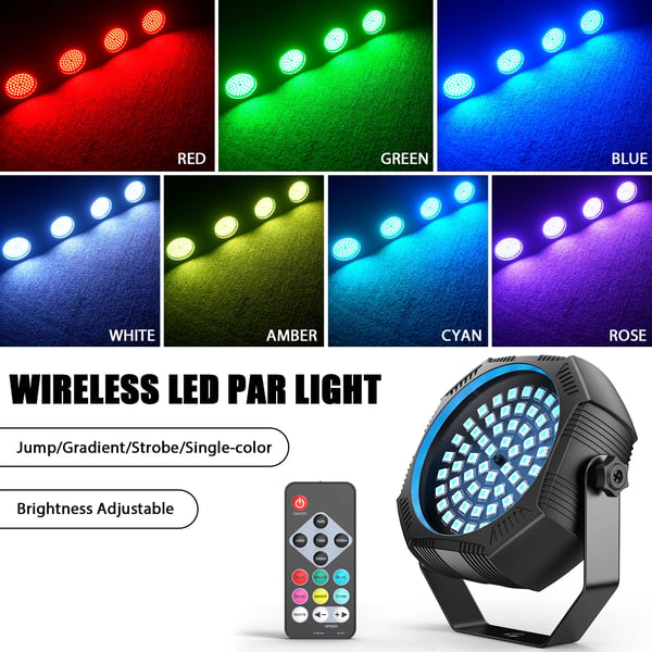 DJ/Disco LED PAR -valaisin - Mini Flat Par - 60 LED - DMX ja Kaukosäädin - Stroboskooppi - 90–240 V - Lämmin Valkoinen