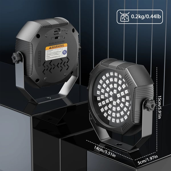 DJ/Disco LED PAR -valaisin - Mini Flat Par - 60 LED - DMX ja Kaukosäädin - Stroboskooppi - 90–240 V - Lämmin Valkoinen