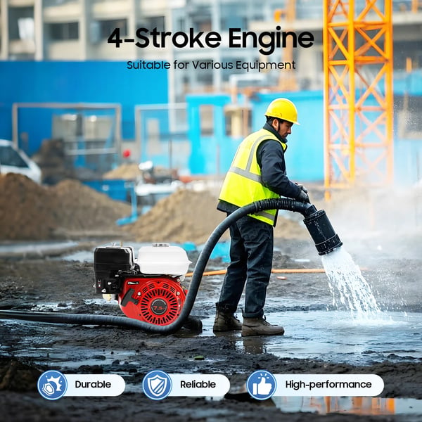 Benzinmotor - 212 cc 4-takt - 7,5 hk 3000 W - 20 mm Krumtapaksel - Snorstart Luftkølet - 3600 rpm - Rød