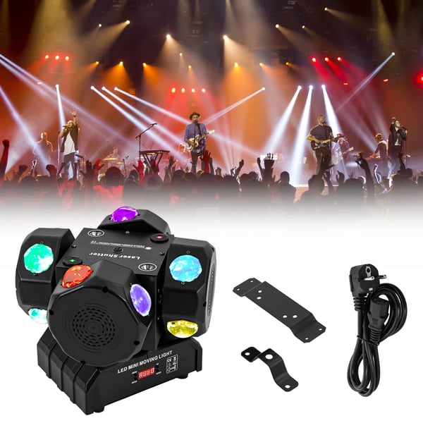 LED scenelys - Moving Head Beam 4-hoved - 200W - Multi-effekter - AC 90–240 V - Stepmotor - IP25 - Sort