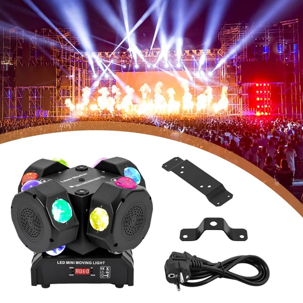 LED scenelys - Moving Head Beam 4-hoved - 200W - Multi-effekter - AC 90–240 V - Stepmotor - IP25 - Sort