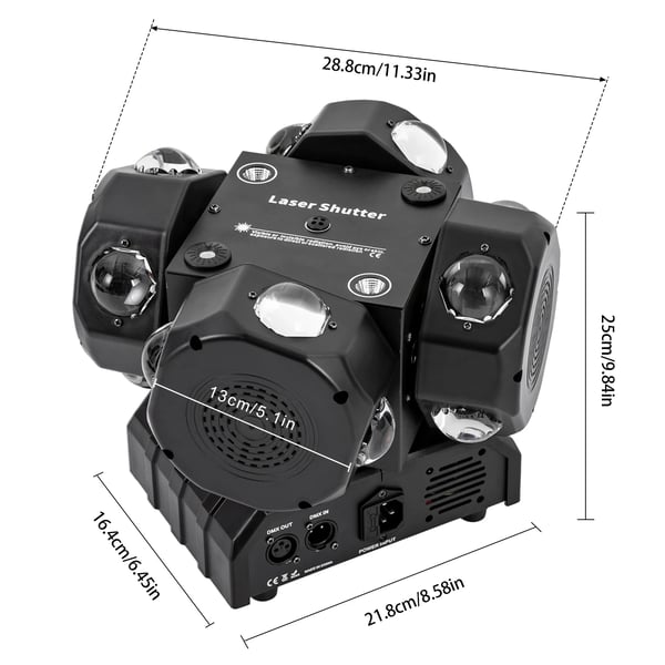 LED scenelys - Moving Head Beam 4-hoved - 200W - Multi-effekter - AC 90–240 V - Stepmotor - IP25 - Sort