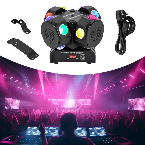 LED scenelys - Moving Head Beam 4-hoved - 200W - Multi-effekter - AC 90–240 V - Stepmotor - IP25 - Sort